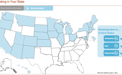 Map of the USA shwoing smoking